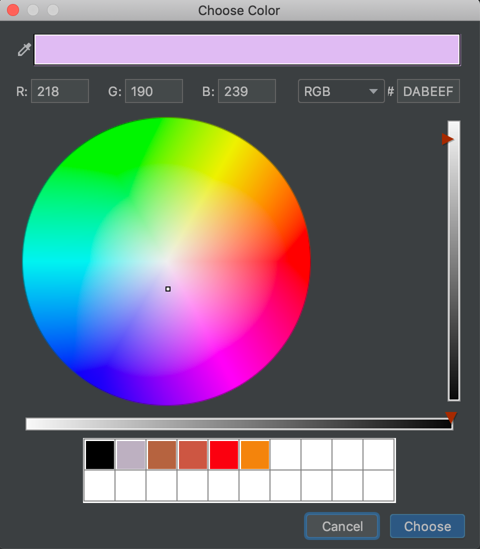 PHPStorm color picker tool